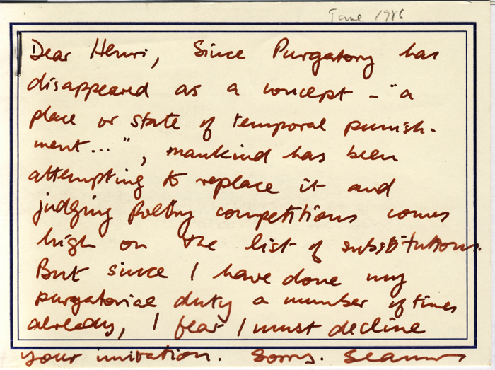 Seamus Heaney's Postcard