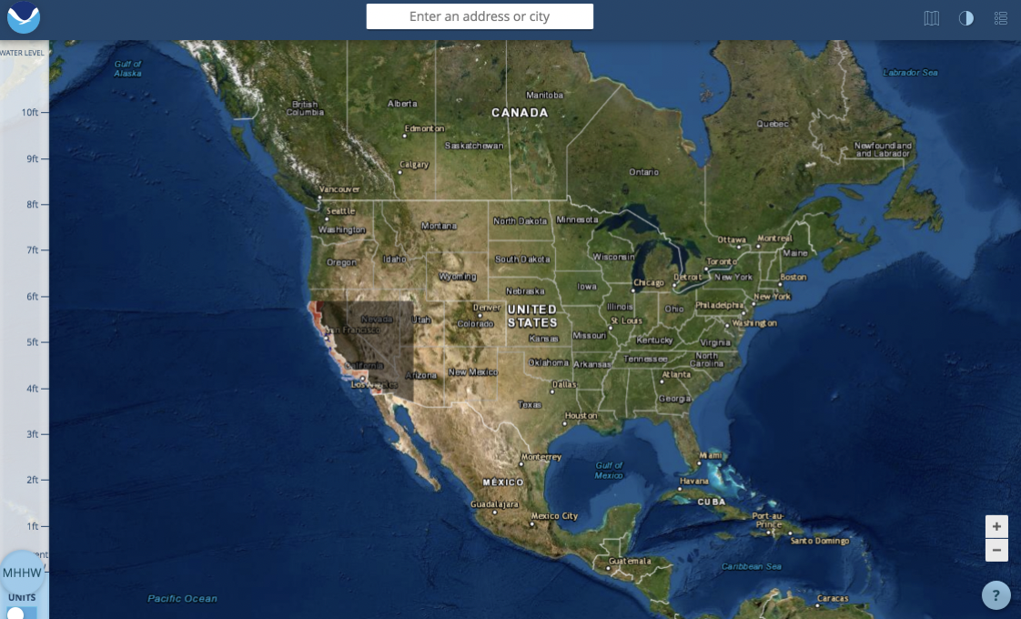 sea level rising map